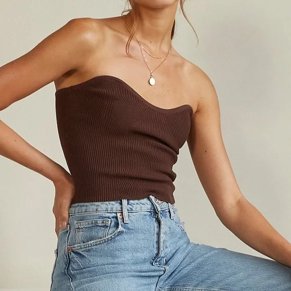 NWT BRAND NEW Chocolate Knit Strapless - Picture 3 of 5
